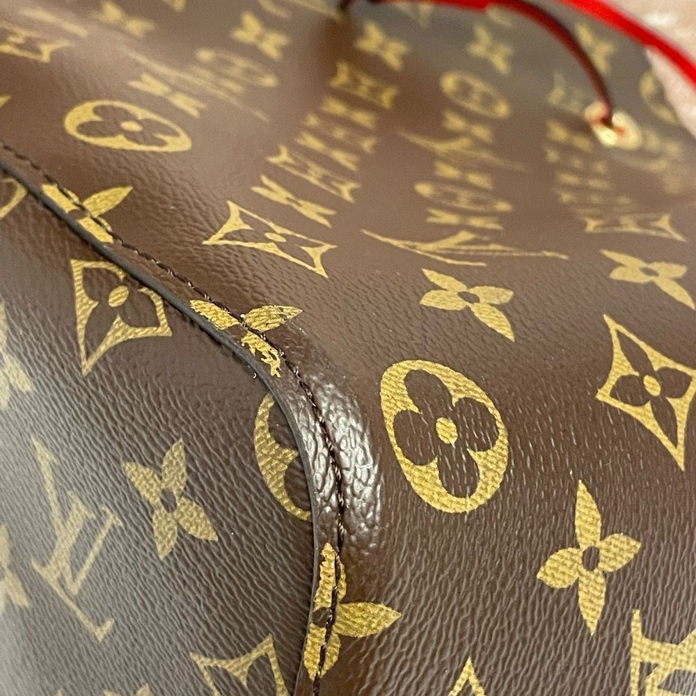💕SOLD💕Louis Vuitton Monogram Brown Poppy Red NeoNoe Shoulder Handbag Purse - Picture 6 of 16